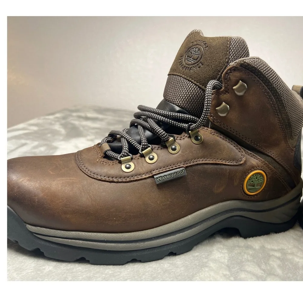 Timberland White Ledge Mid Waterproof Hiking Boots‎ Dk Brown Leather Mens 10.5